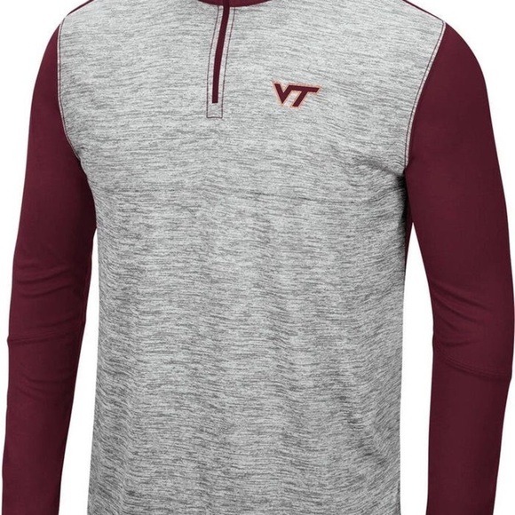 Men's Gray/Maroon Virginia Tech Hokies Prospect Quarter-Zip LS Shirt Sz Large - Picture 11 of 11